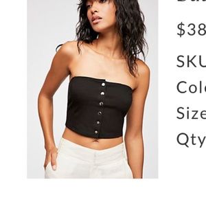 SOLD OUT NWOT free people button up tube top